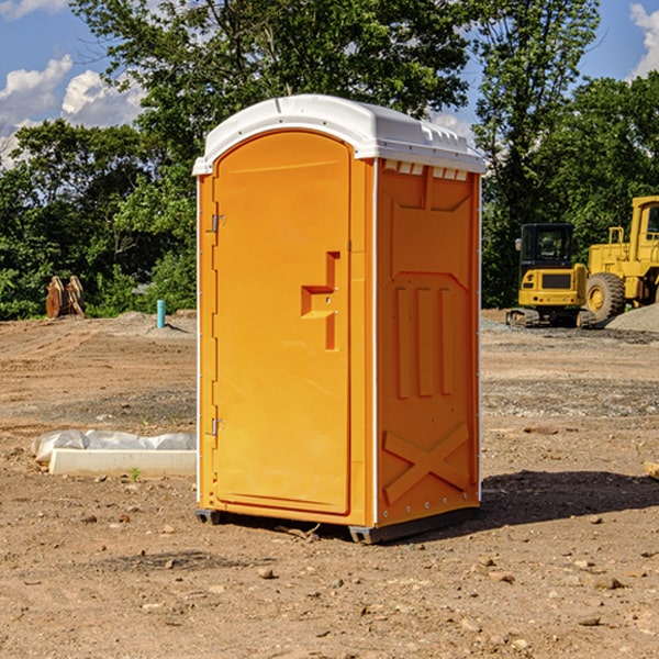 how often are the portable restrooms cleaned and serviced during a rental period in Ashland Heights SD